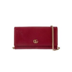 Gucci Red Leather Crossbody Bag with Gold Chain